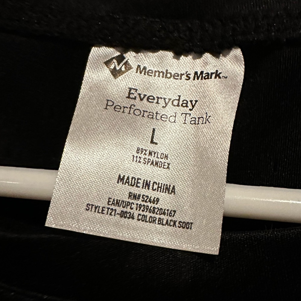 Member’s Mark Black Everyday Perforated Tank Top L - Picture 2 of 4